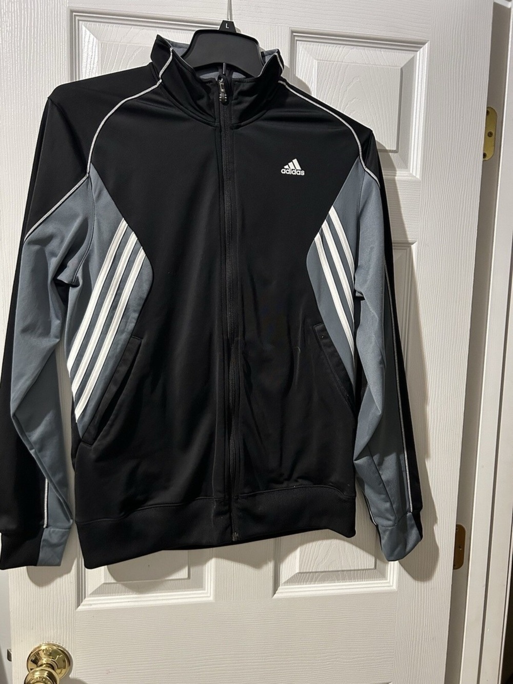 Adidas Black & Gray Full-Zip Performance Jacket sz XL
